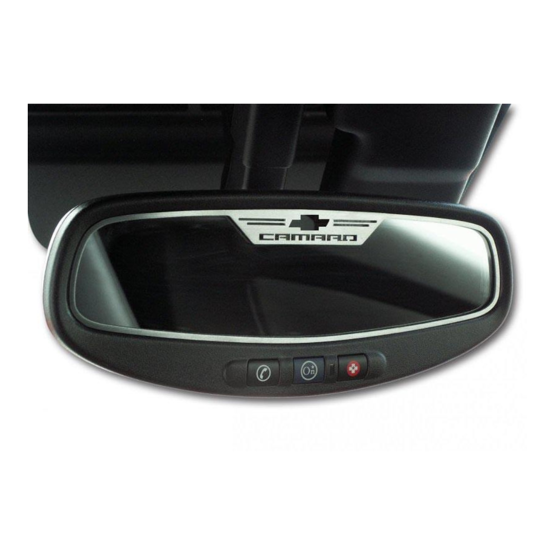 2010-2014 5th Gen Camaro - Rear View Mirror Trim "Camaro" | Brushed Oval