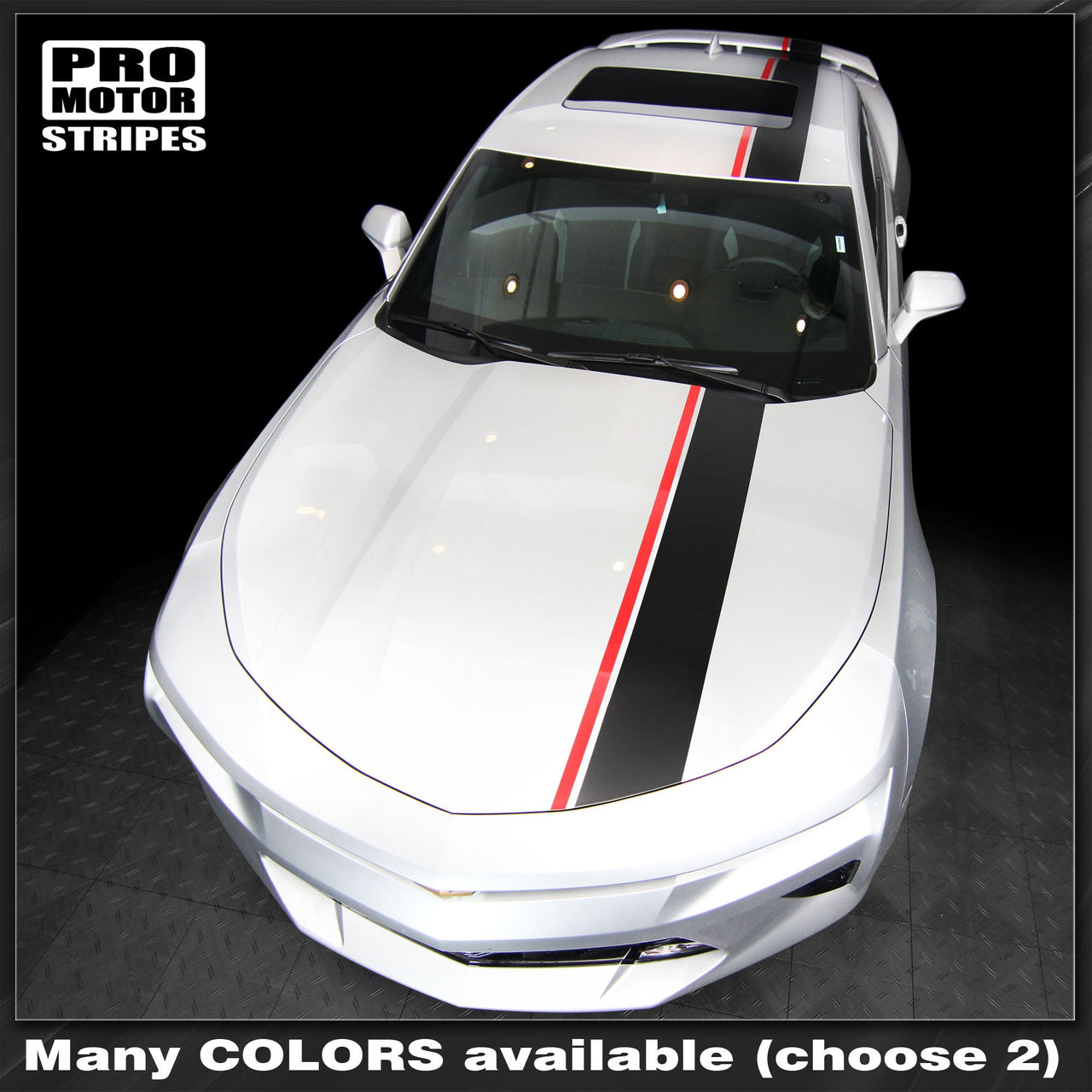 Chevrolet Camaro 2016-2024 (RS, LT) Top Offset Stripes Hood, Roof & Rear