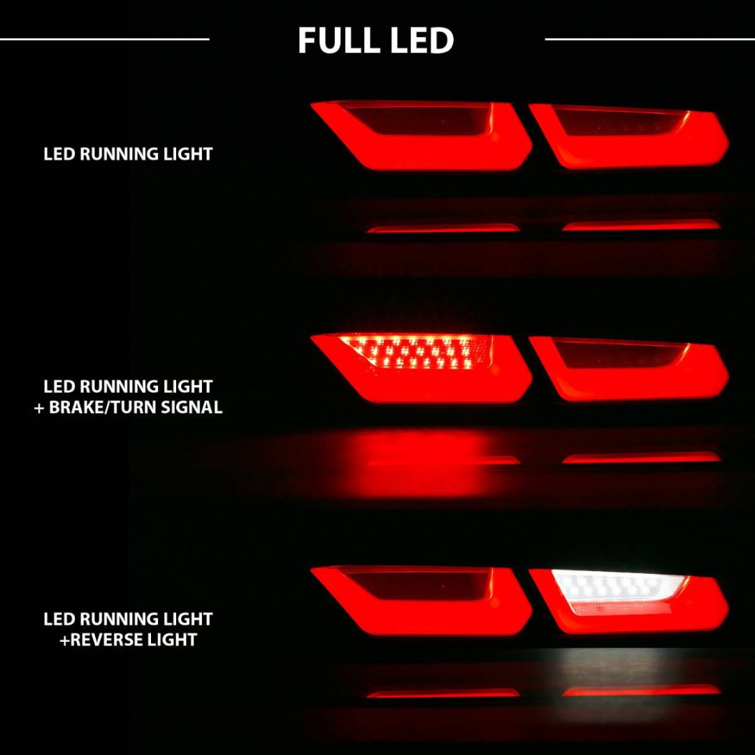 2016-2018 6th Gen. Camaro Full LED Tail Lights Black Red/ Clear Lens