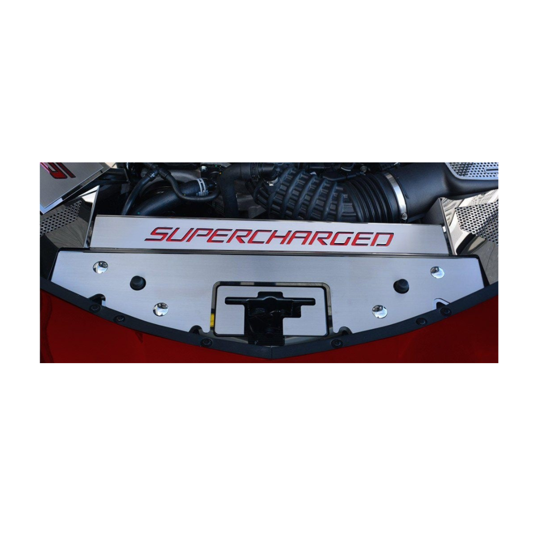 2016-2024 Gen 6 Camaro Front Header Plate Supercharged Style | Stainless Steel (LED Option)