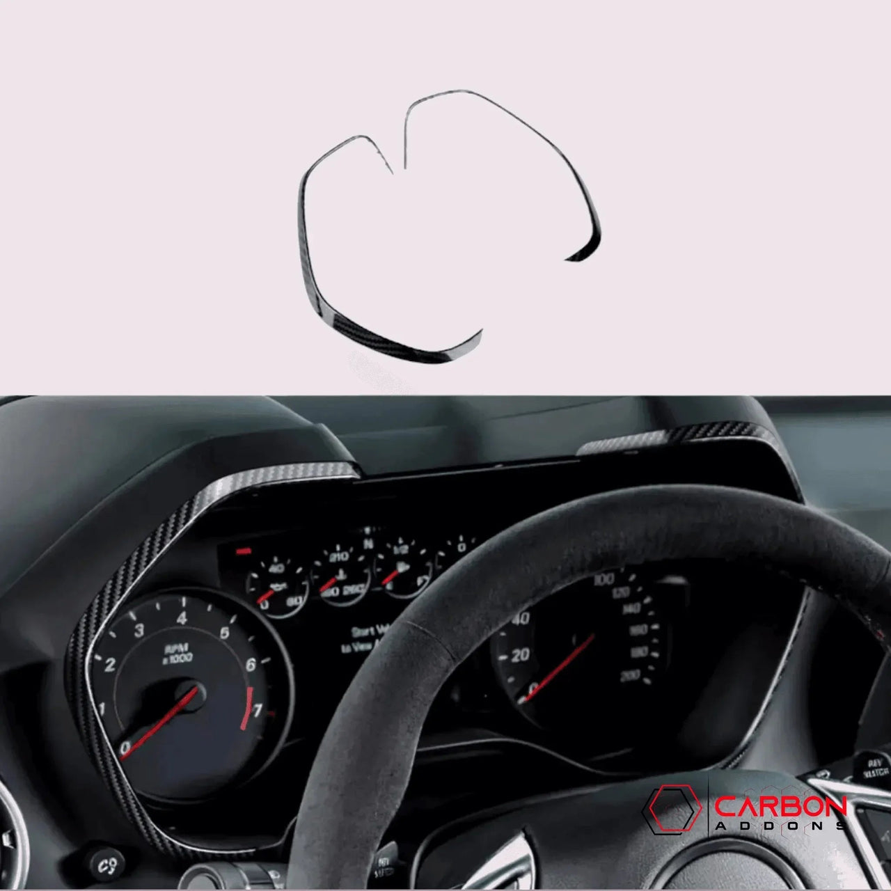 2016-2024 Camaro Carbon Fiber Gauge Cluster Bezel Chrome Delete Cover