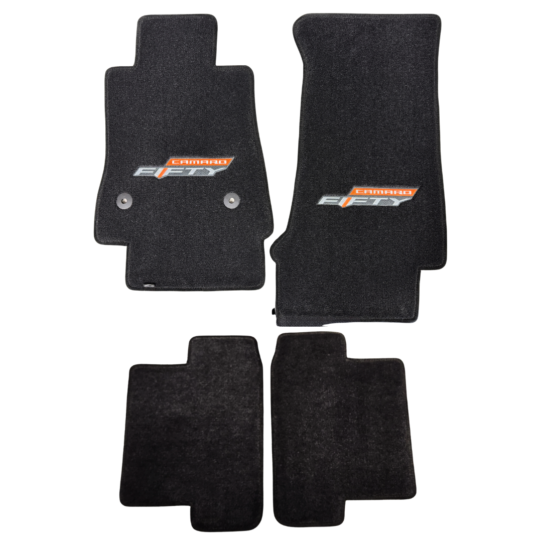 2016-2024 Camaro 50th Anniversary Logo Ultimat Lloyd Floor Mats - Ebony 4pc Set