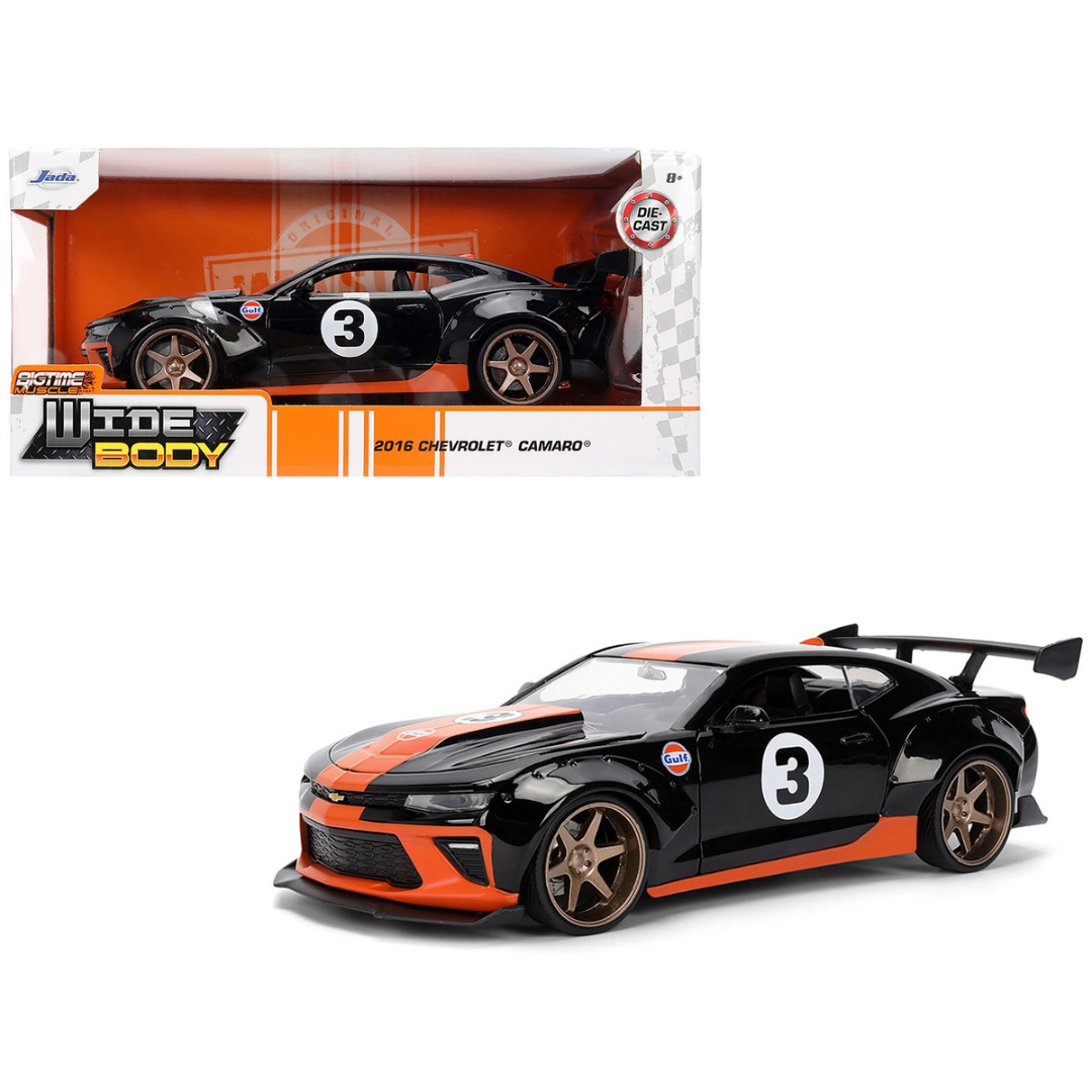 2016 Chevrolet Camaro #3 "Gulf Oil" Black with Orange Stripe "Wide Body" Series 1/24 Diecast Model Car