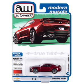 2022-chevrolet-camaro-zl1-wild-cherry-red-metallic-limited-edition-1-64-diecast-model-car-by-auto-world