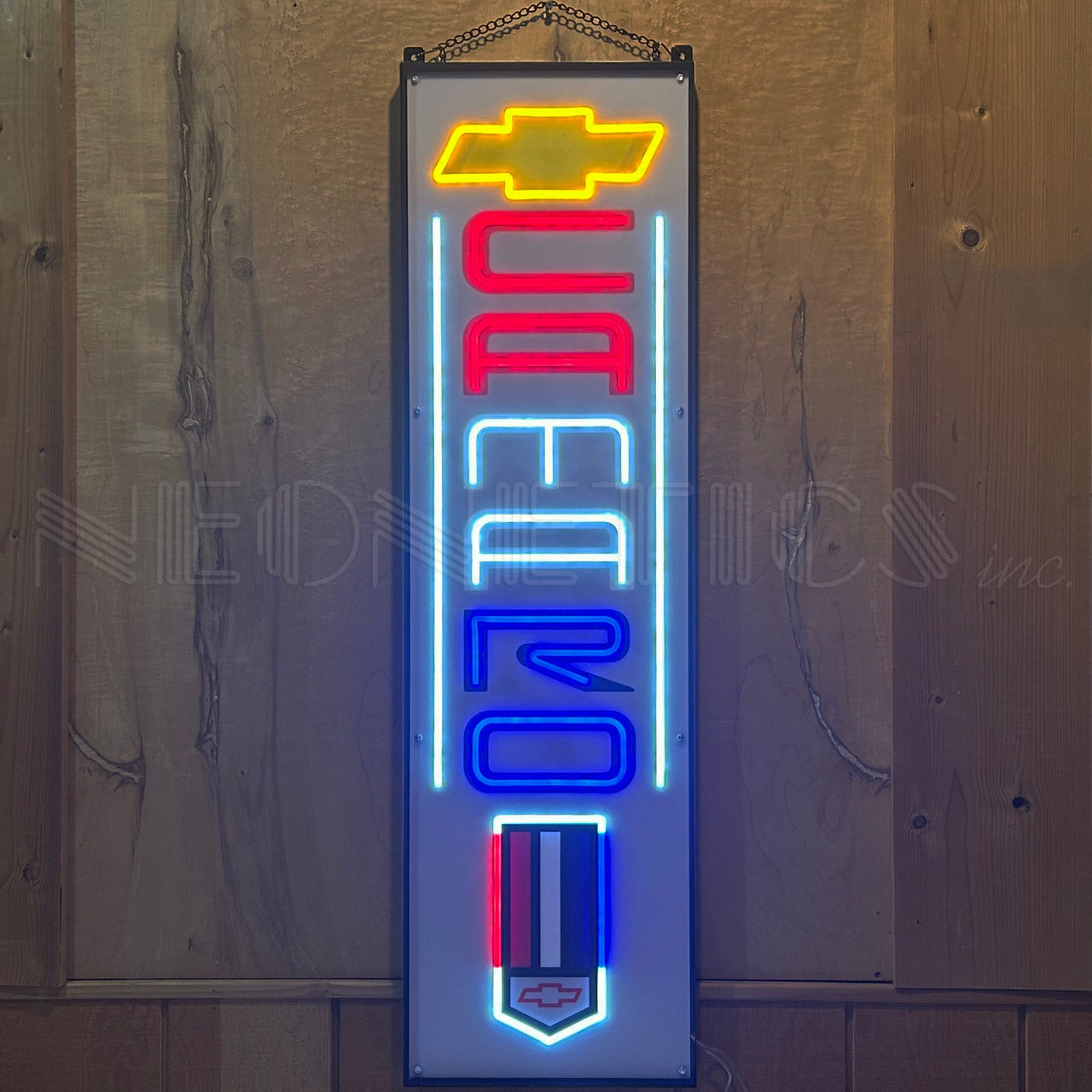 CAMARO VERTICAL LED FLEX-NEON SIGN IN STEEL CAN
