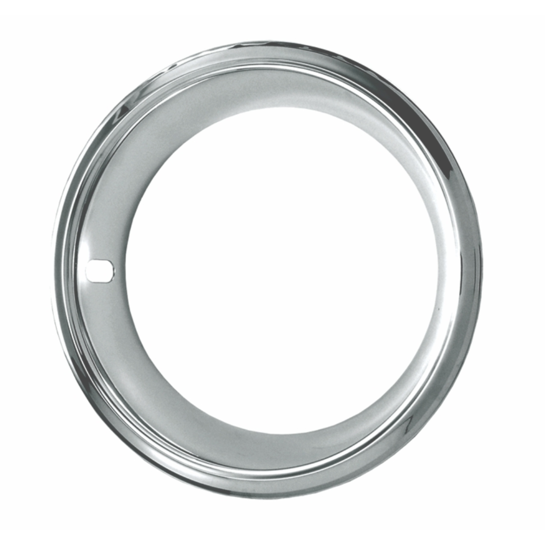 14" Deep Dish Triple Chrome Plated Stainless Trim Ring Set 2.75" Wide - Straight Edge
