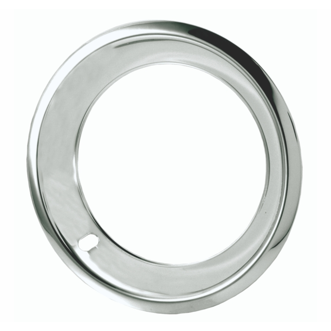 15" Deep Dish Triple Chrome Plated Stainless Trim Ring Set 2.75" Wide - With Stepped Edge