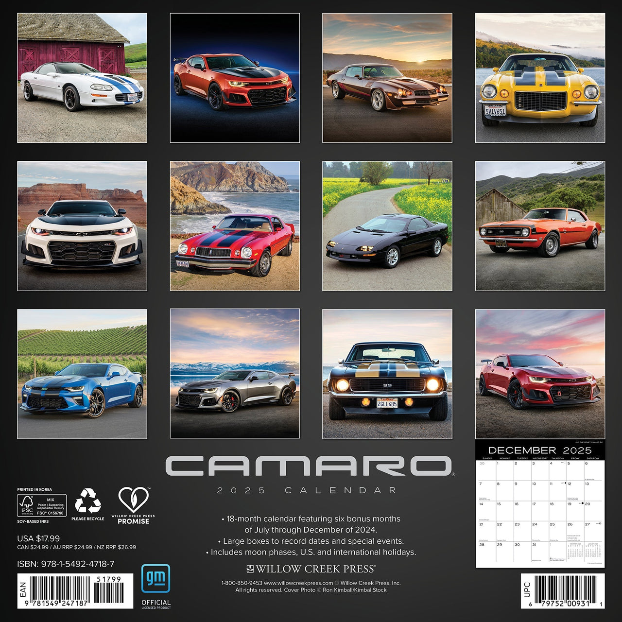 Camaro 2025 Wall Calendar Camaro Store Online