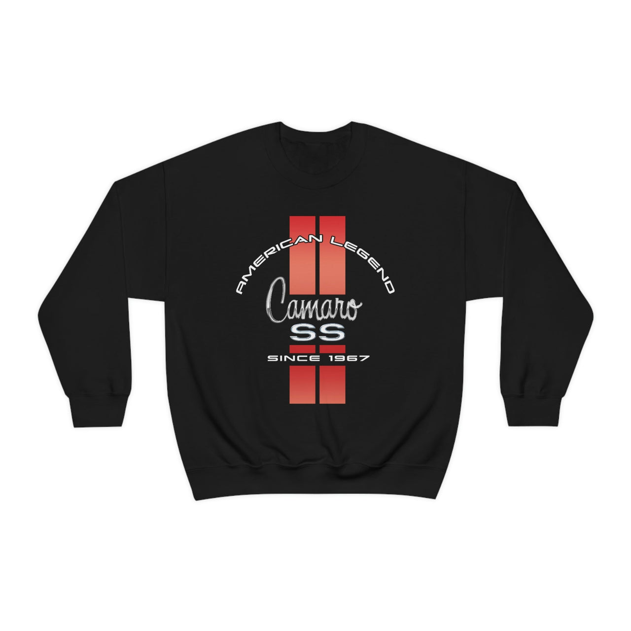 Camaro 1st Gen American Classic SS Red Stripes Crew Neck Heavy Duty Sweatshirt