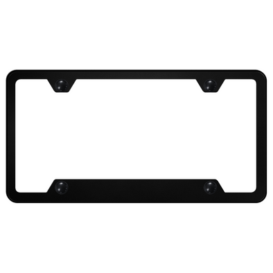 Black 4-Hole Notched License Plate Frame - Powder-Coated Stainless Steel