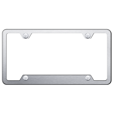 Brushed 4-Hole Notched License Plate Frame - Stainless Steel