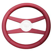 Red leather wrap on a GM 4-spoke Sport steering wheel for 1971-1981 Camaro