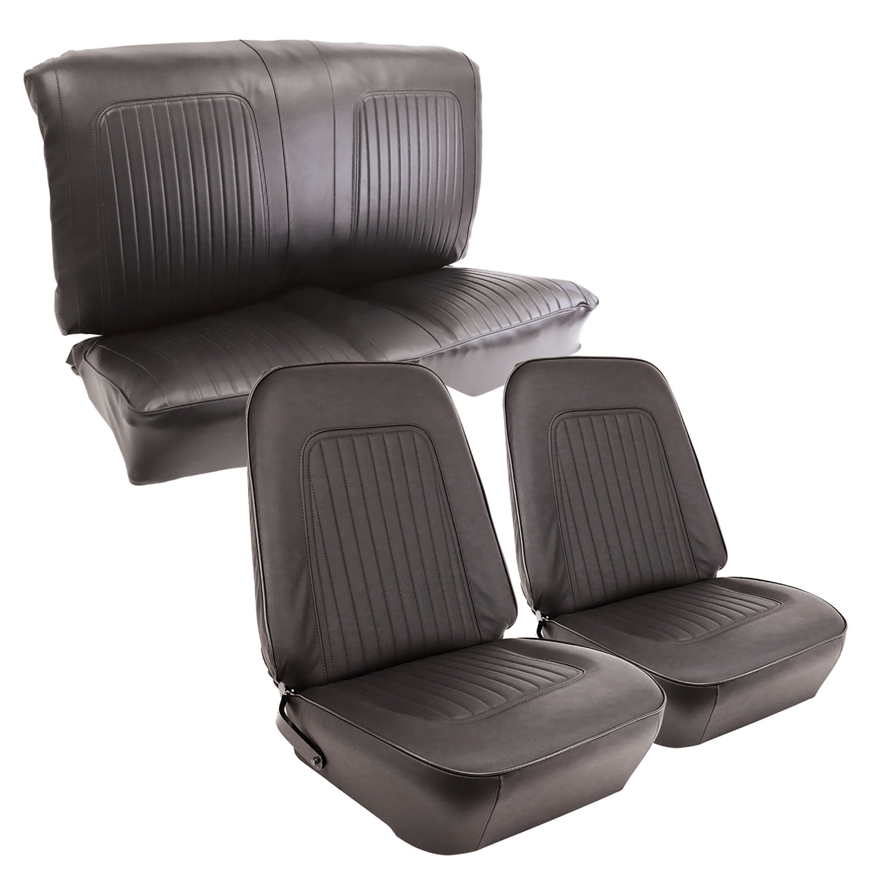 Premium Stitched Vinyl Seat Cover Set - Standard Interior Convertible - Black-C404520-Camaro-Store-Online