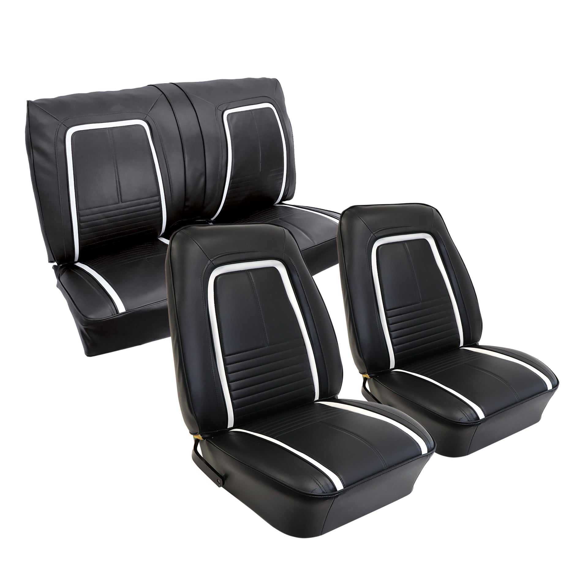 Premium Stitched Vinyl Seat Cover Set - Deluxe Interior - Black-C404820-
