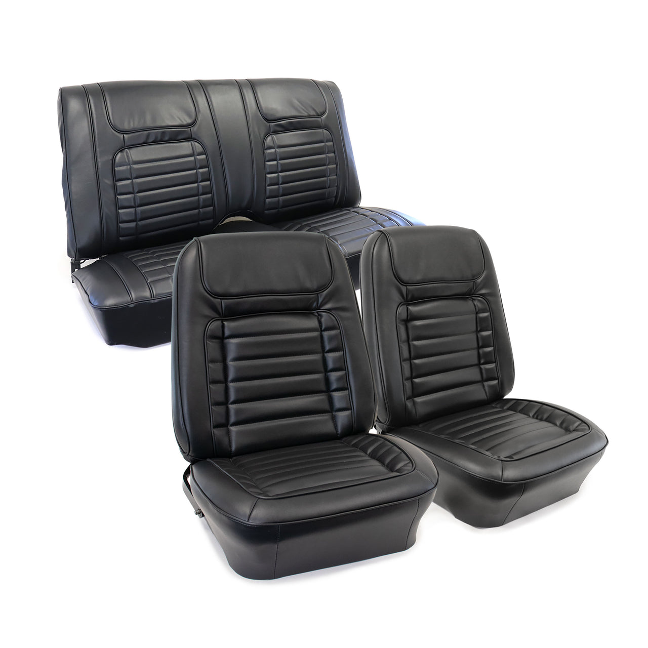 Premium Stitched Vinyl Seat Cover Set - Deluxe Interior Coupe - Black-C404920-