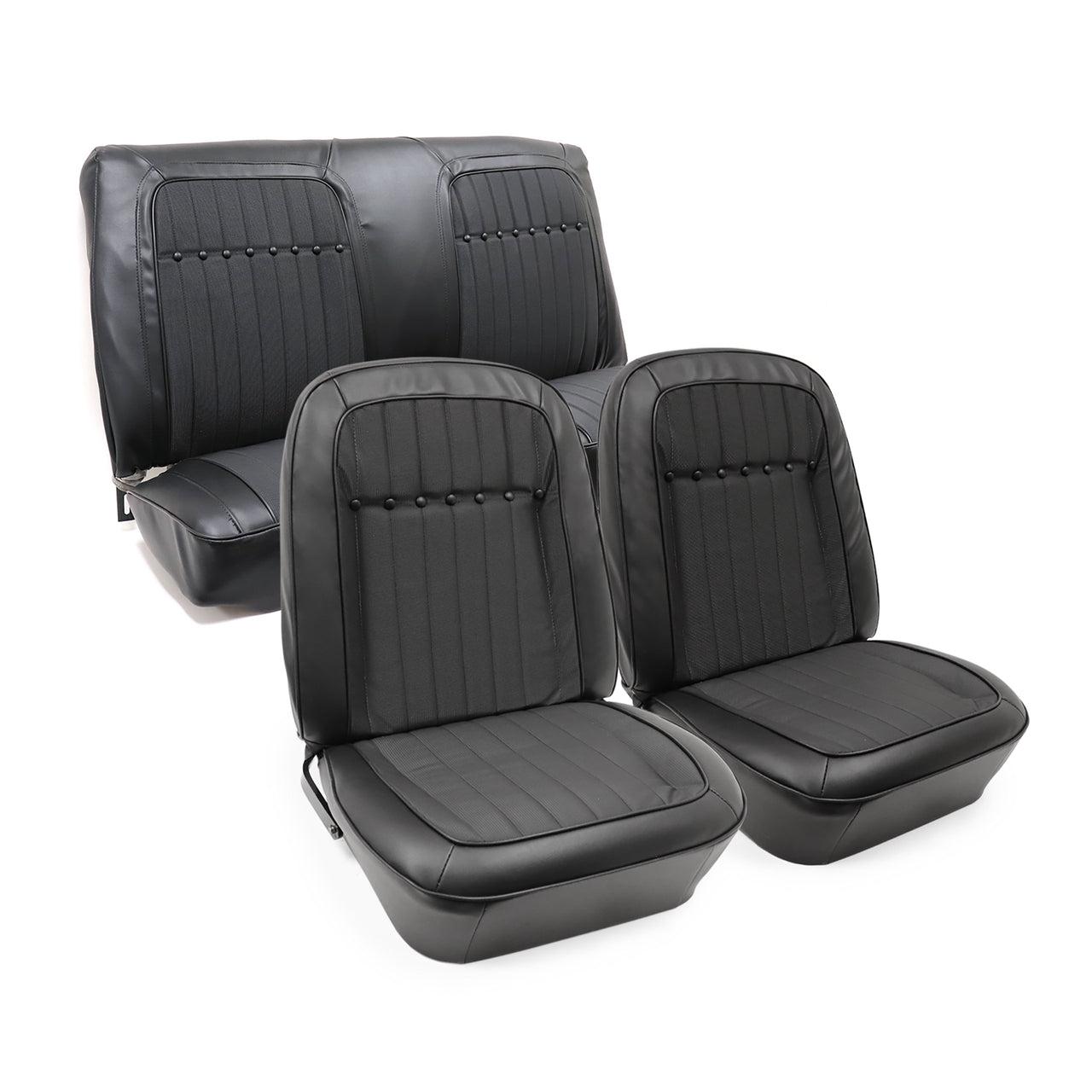Premium Stitched Vinyl Seat Cover Set - Deluxe Interior Coupe - Black-C405120-