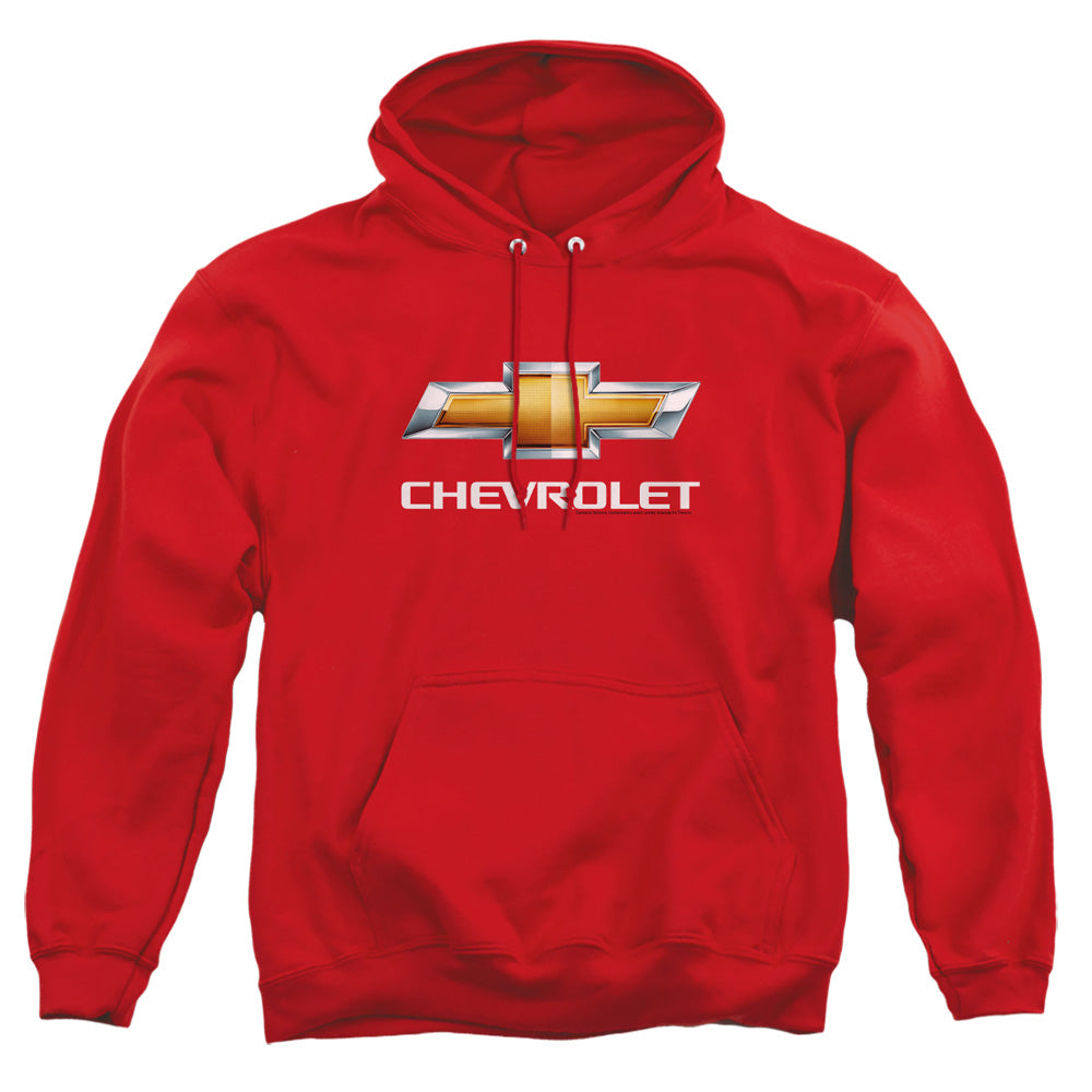 CHEVY BOWTIE STACKED-ADULT PULLOVER HOODIE-RED