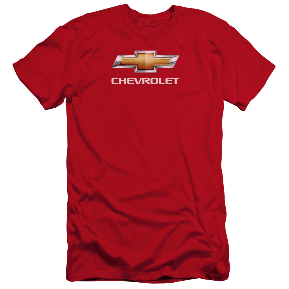 Chevy Bowtie Stacked-Premium Canvas Adult Slim Fit 30/1-Red