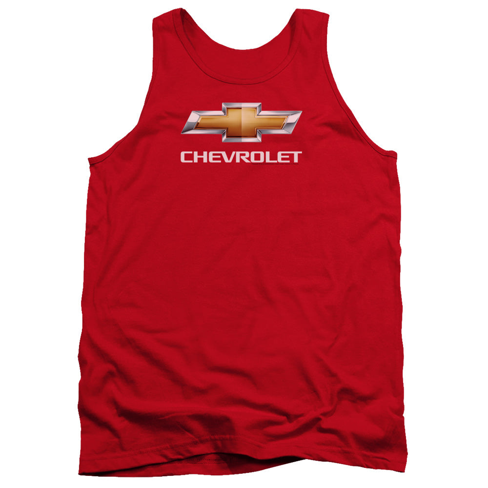 Chevy Bowtie Stacked-Adult Tank Top-Red