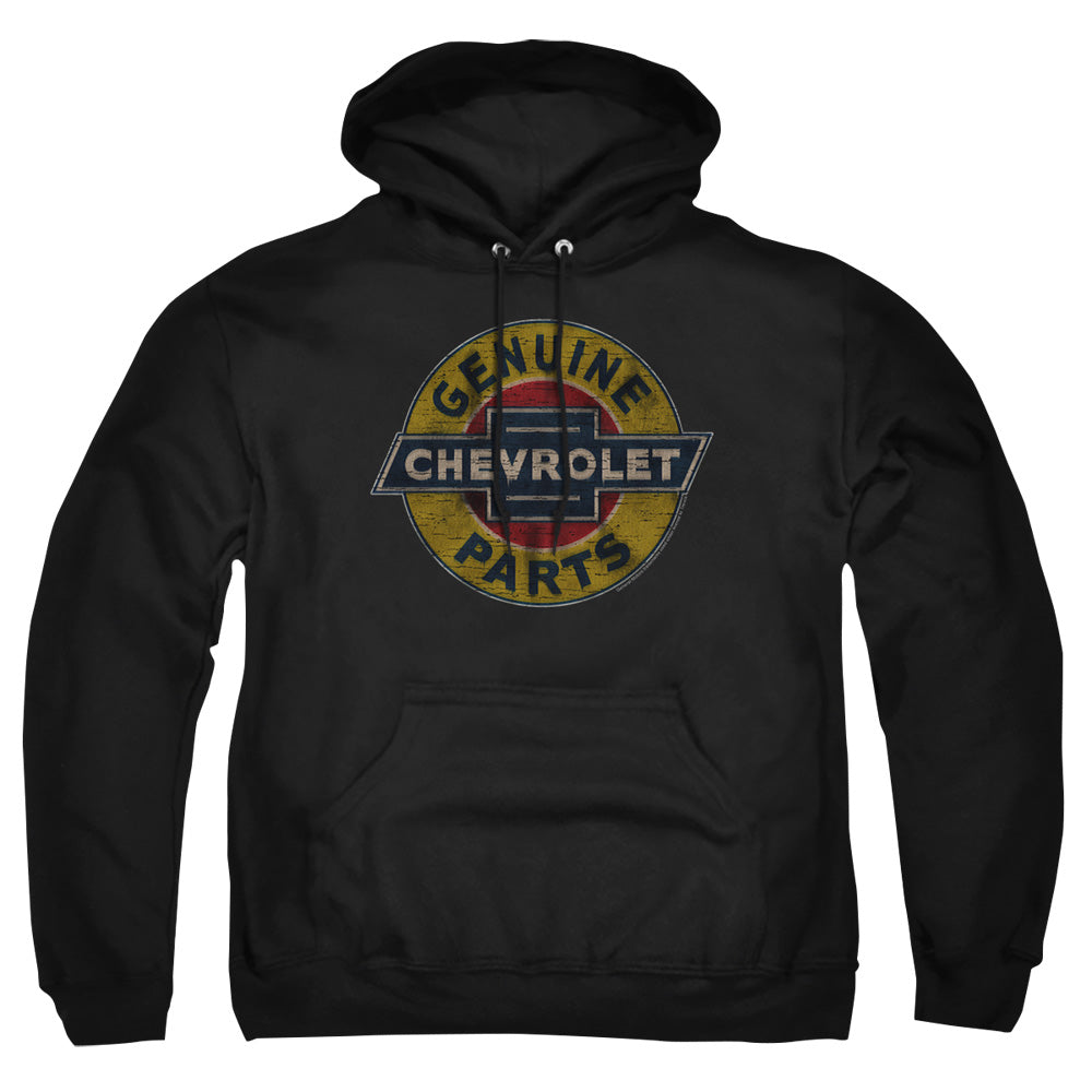 Chevrolet Hoodie Bundle – Bowtie Burnout Charcoal Hoodie + Genuine Chevy Parts Distressed Hoodie (Black)