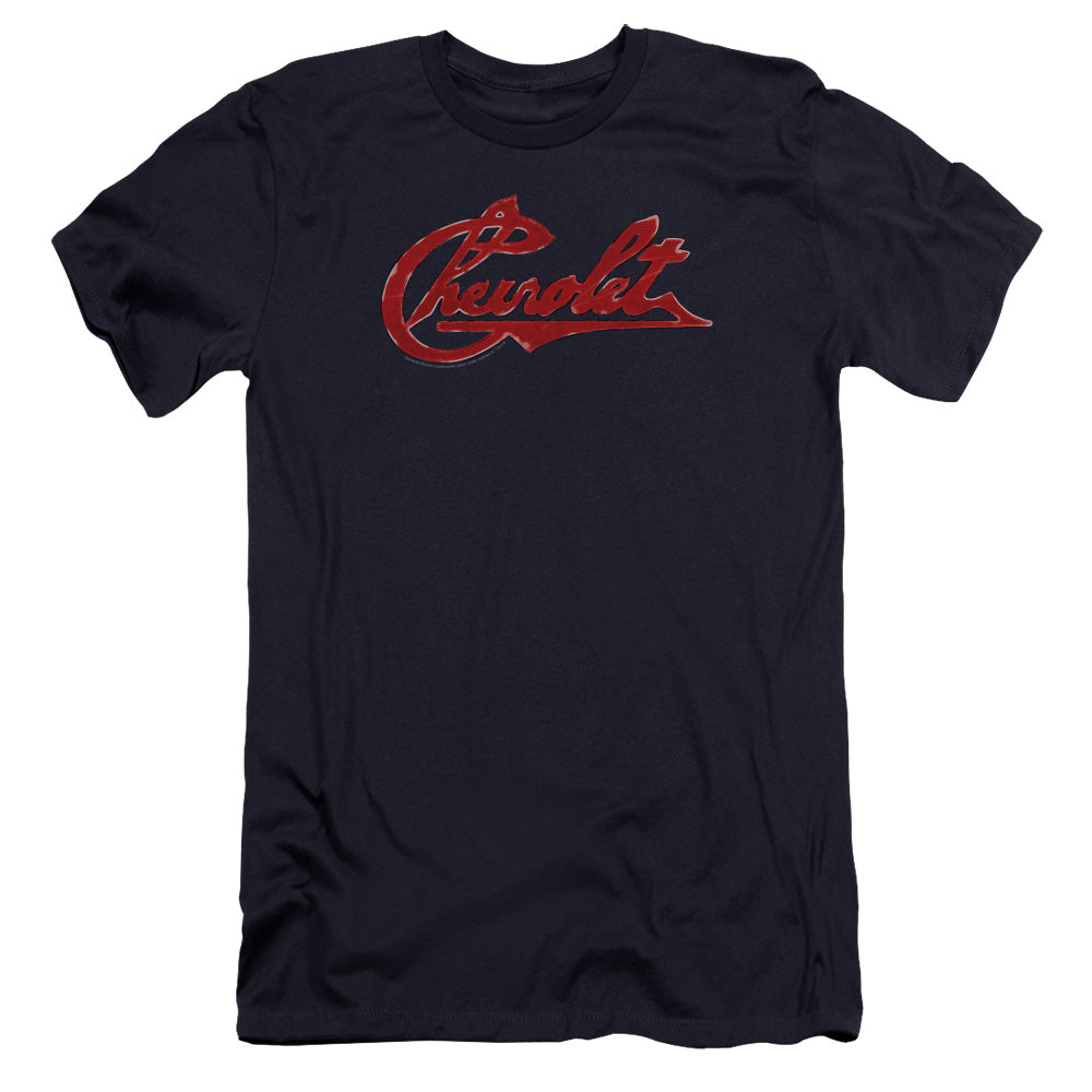 Chevrolet Script Distressed-Premium Canvas Adult Slim Fit 30/1-Navy