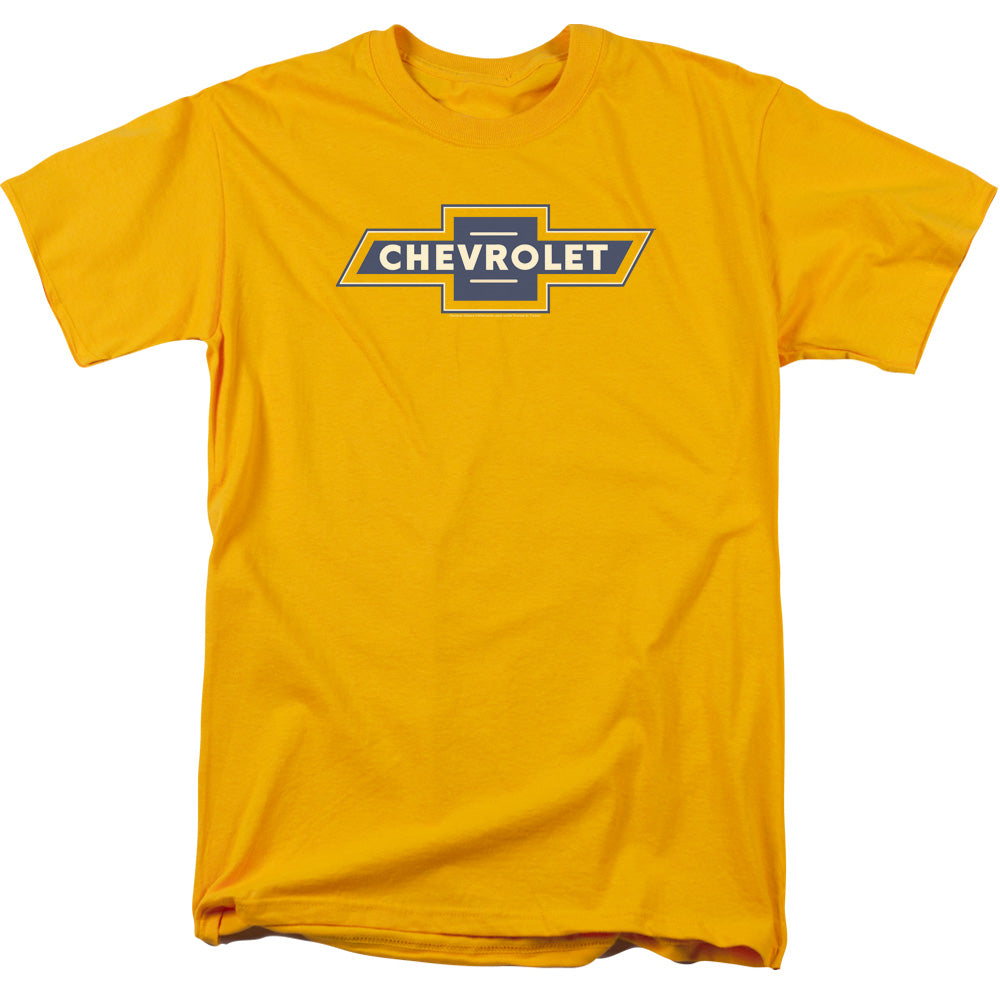 Chevrolet Blue and Gold Vintage Bowtie-Adult Regular Fit Short Sleeve-Gold