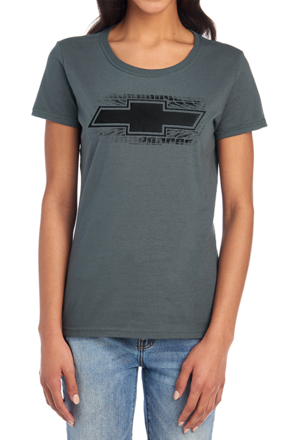 Chevrolet Bowtie Burnout-Women's Short Sleeve-Charcoal