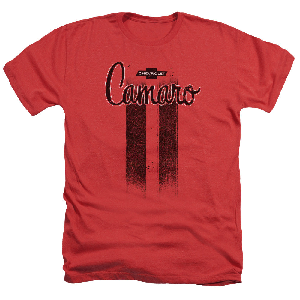 Chevrolet Camaro Stripes-Adult Regular Fit Heather Short Sleeve-Red