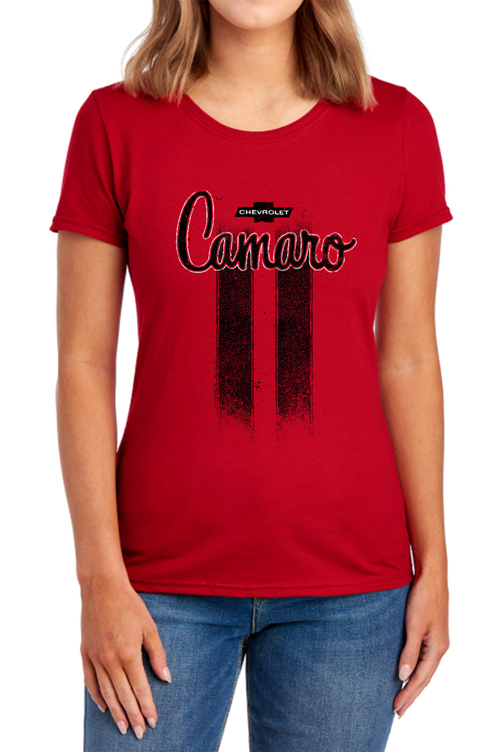 Chevrolet Camaro Stripes-Women's Short Sleeve-Red