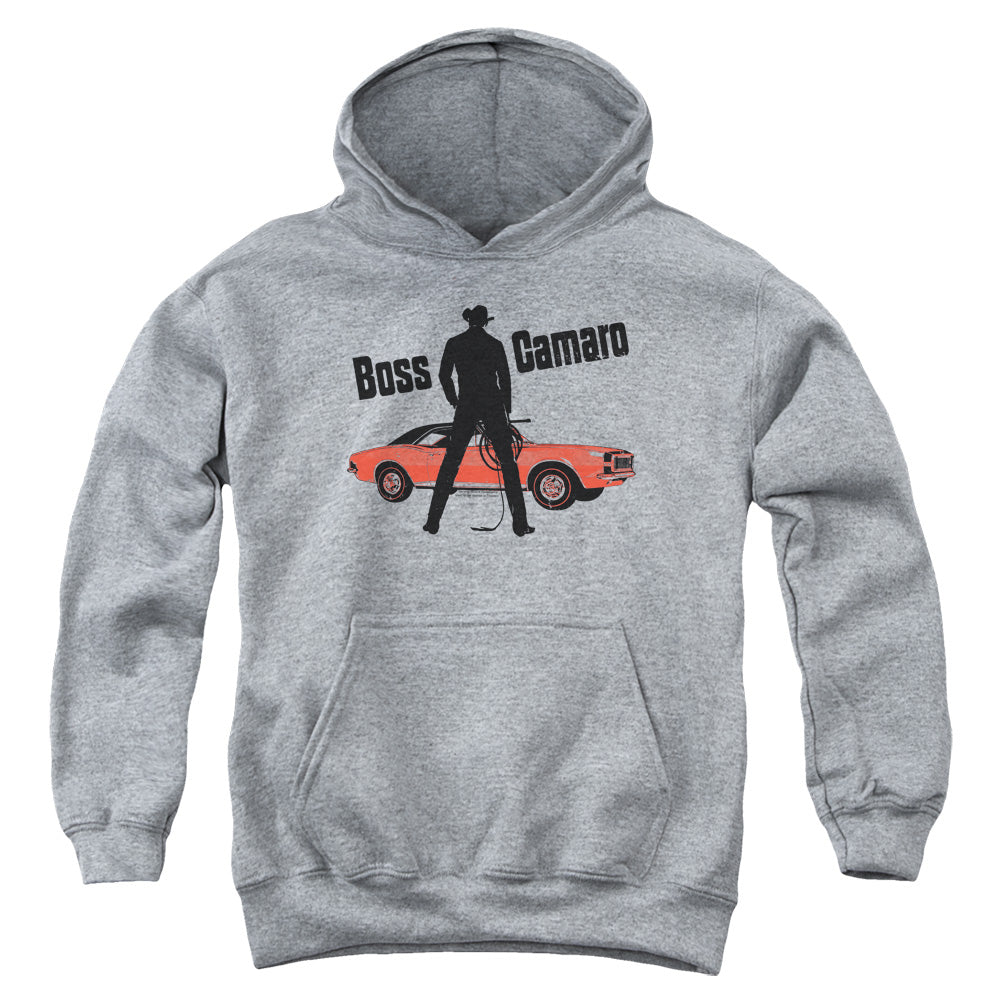 Chevrolet Boss Camaro -Youth Hooded Sweatshirt-Athletic Heather