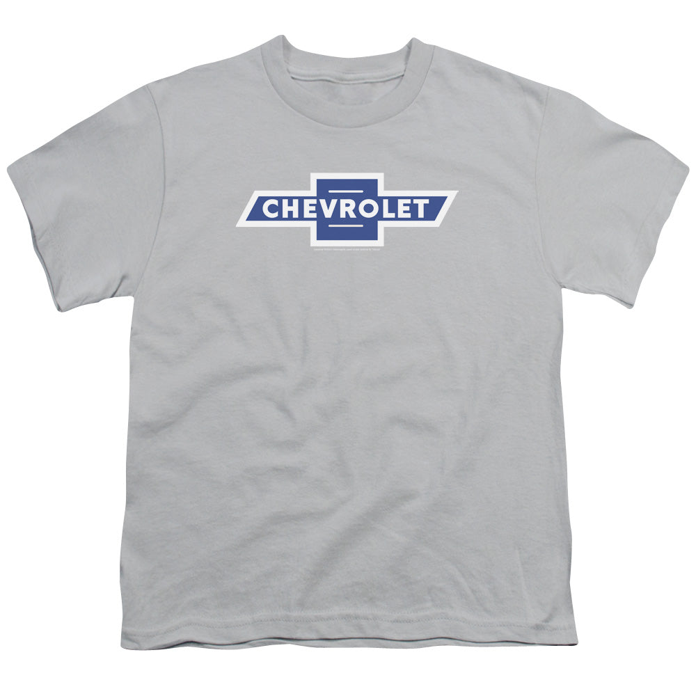 Chevrolet Vintage White Border Bowtie - Youth Short Sleeve - Silver