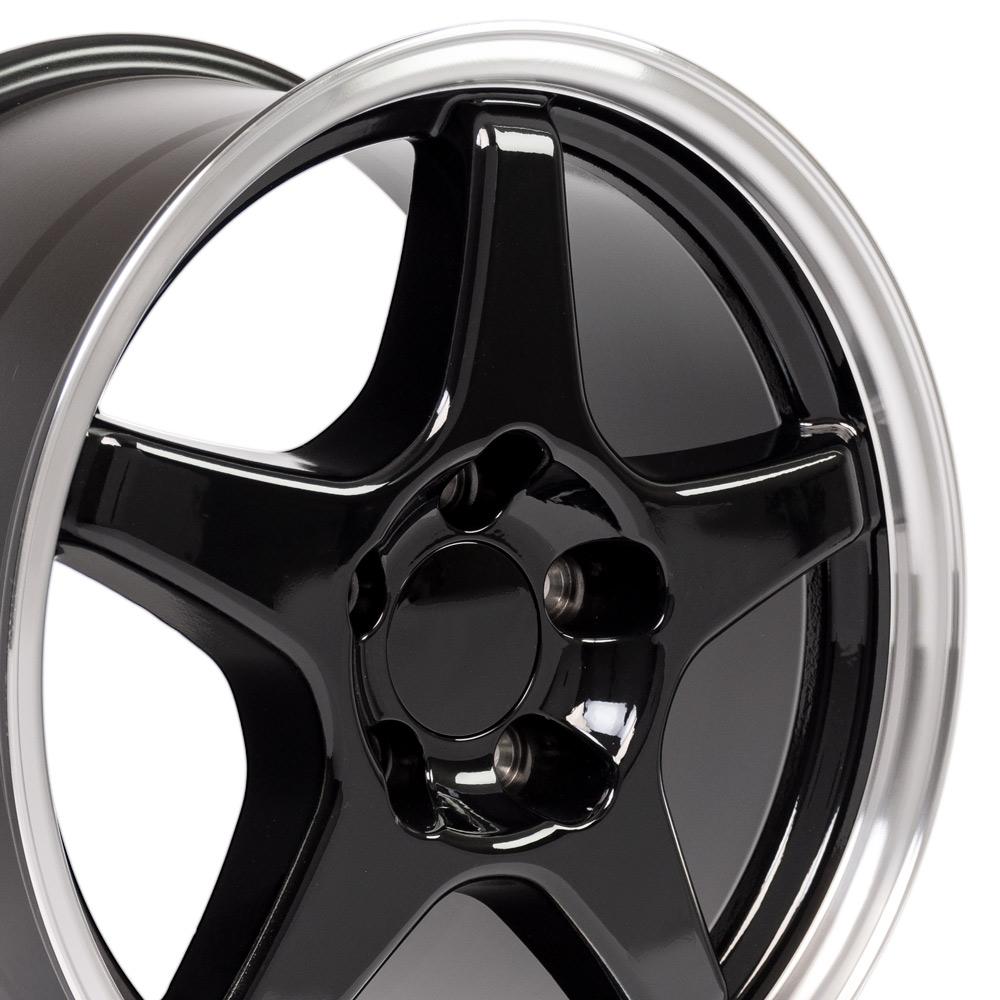 OE Wheels CV01 SS style staggered wheel set 17x9.5 & 17x11 Gloss Black Machined Lip for 1993-2002 Chevrolet Camaro