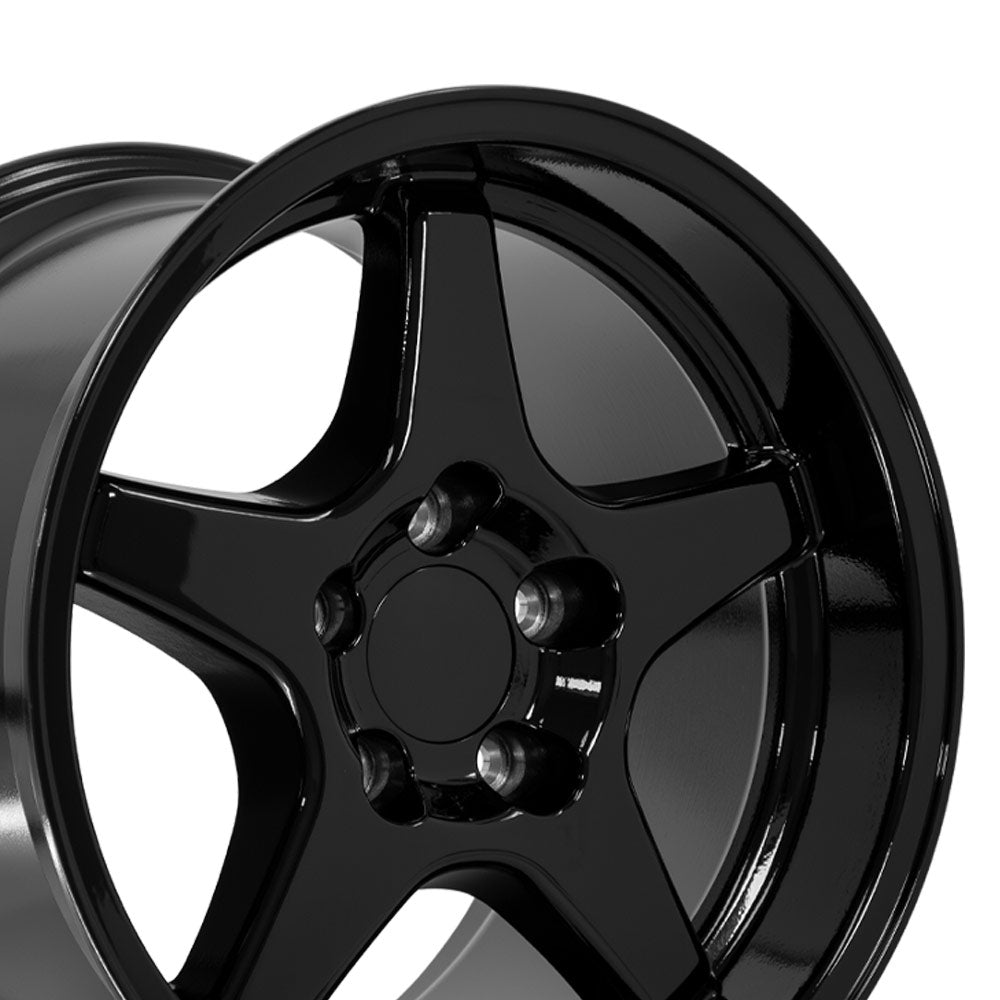 OE Wheels CV01 SS style staggered wheel set 17x9.5 & 17x11 Gloss Black for 1993-2002 Chevrolet Camaro
