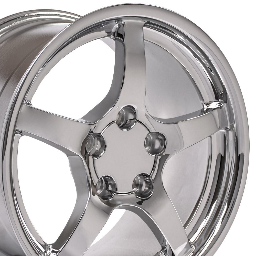 OE Wheels CV05 C5 style staggered wheel set 17x9.5 & 18x10.5 Chrome for 1993-2002 Chevrolet Camaro