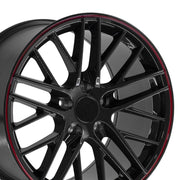 OE Wheels CV08A C6 ZR1 style replica wheel 18x10.5 Gloss Black Redline for 1993-2002 Chevrolet Camaro