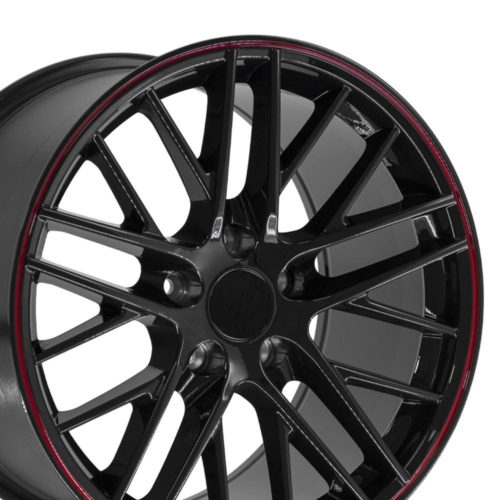 OE Wheels CV08A C6 ZR1 style replica wheel 18x10.5 Gloss Black Redline for 1993-2002 Chevrolet Camaro