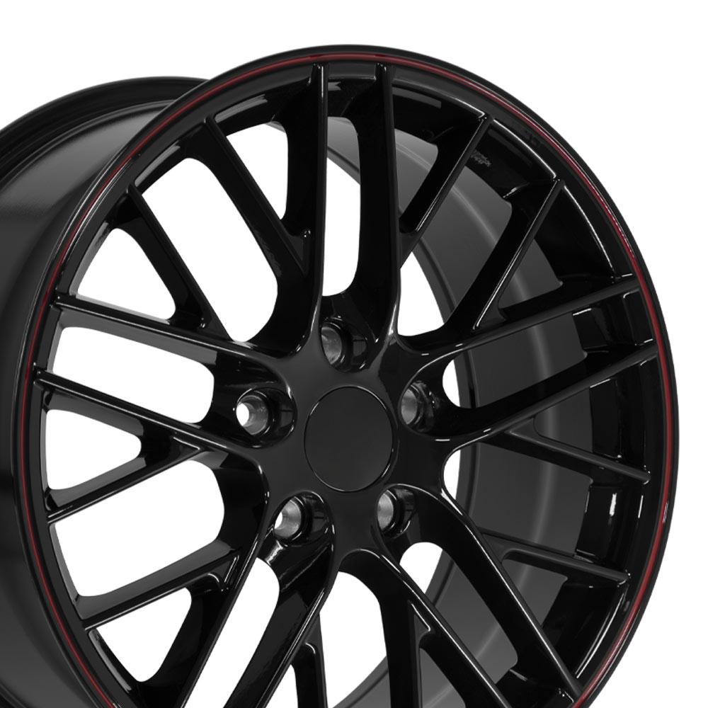 OE Wheels CV08B C6 ZR1 style replica wheel 18x8.5 Gloss Black Redline for 1993-2002 Chevrolet Camaro