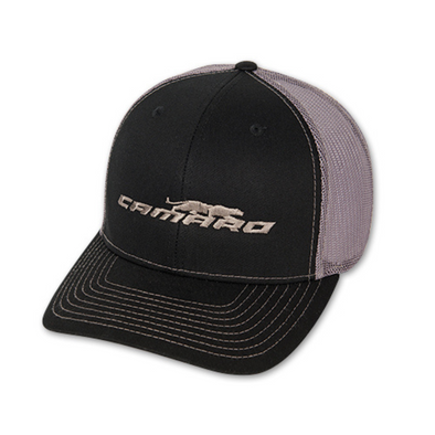 camaro-panther-black-trucker-hat-cap
