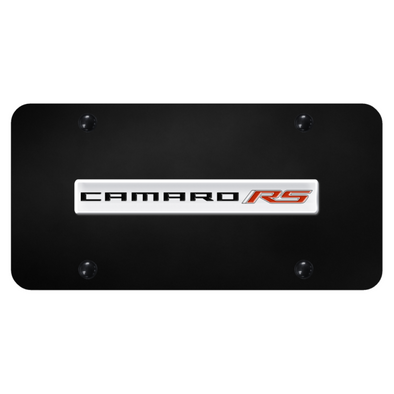 Camaro RS License Plate - Chrome on Black