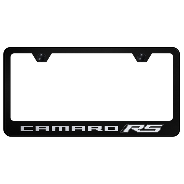 Camaro RS Script License Plate Frame - Black Stainless Steel
