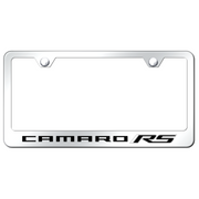 camaro-rs-script-license-plate-frame-mirrored-stainless-steel