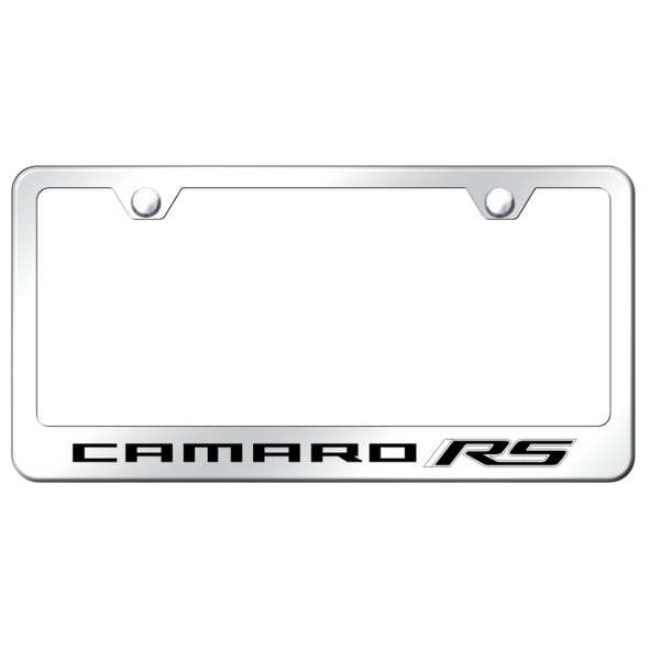 Camaro RS Script License Plate Frame - Mirrored Stainless Steel