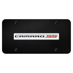 Camaro SS License Plate - Chrome on Black