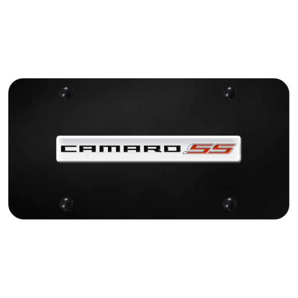 Camaro SS License Plate - Chrome on Black
