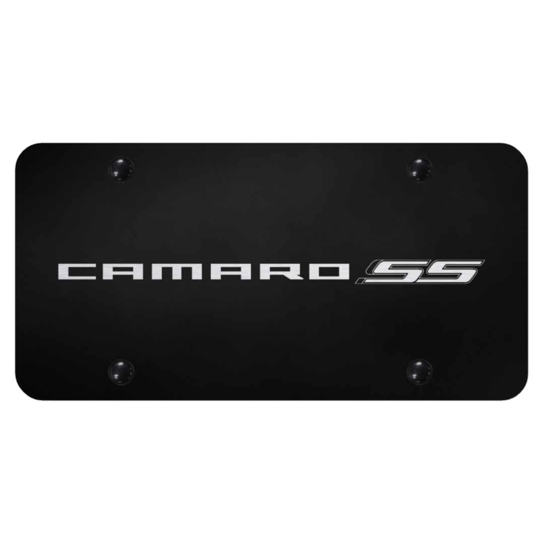 camaro-ss-script-license-plate-laser-etched-on-black