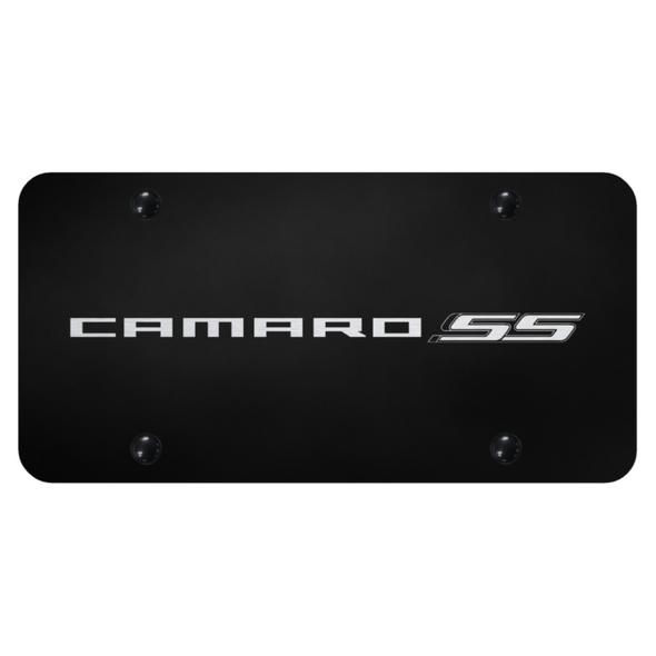 Camaro SS Script License Plate - Laser Etched on Black