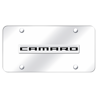 camaro-script-license-plate-chrome-on-chrome