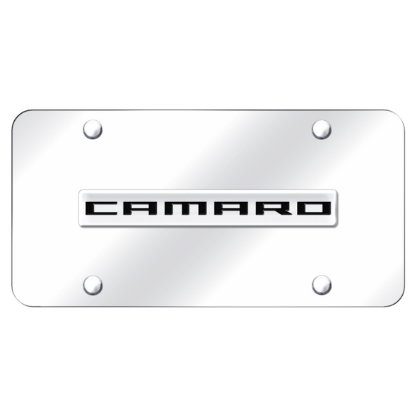Camaro Script License Plate - Chrome on Chrome
