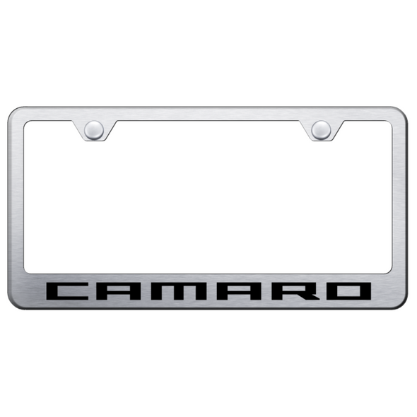 Camaro Script License Plate Frame - Brushed Stainless Steel