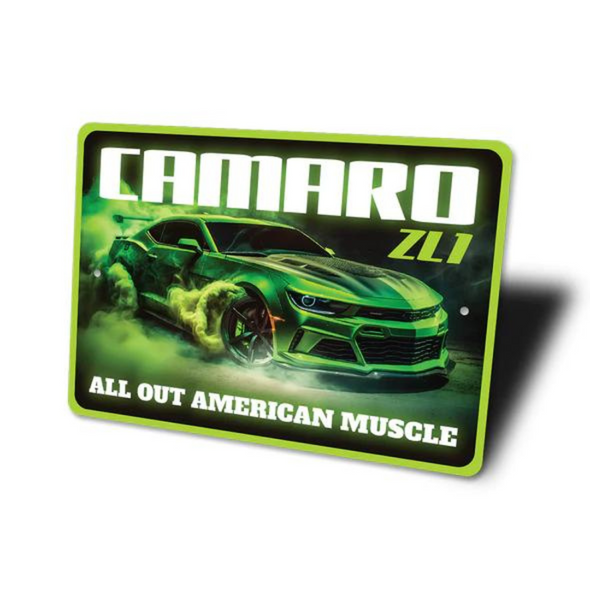 Camaro ZL1 All Out American Muscle Aluminum Sign